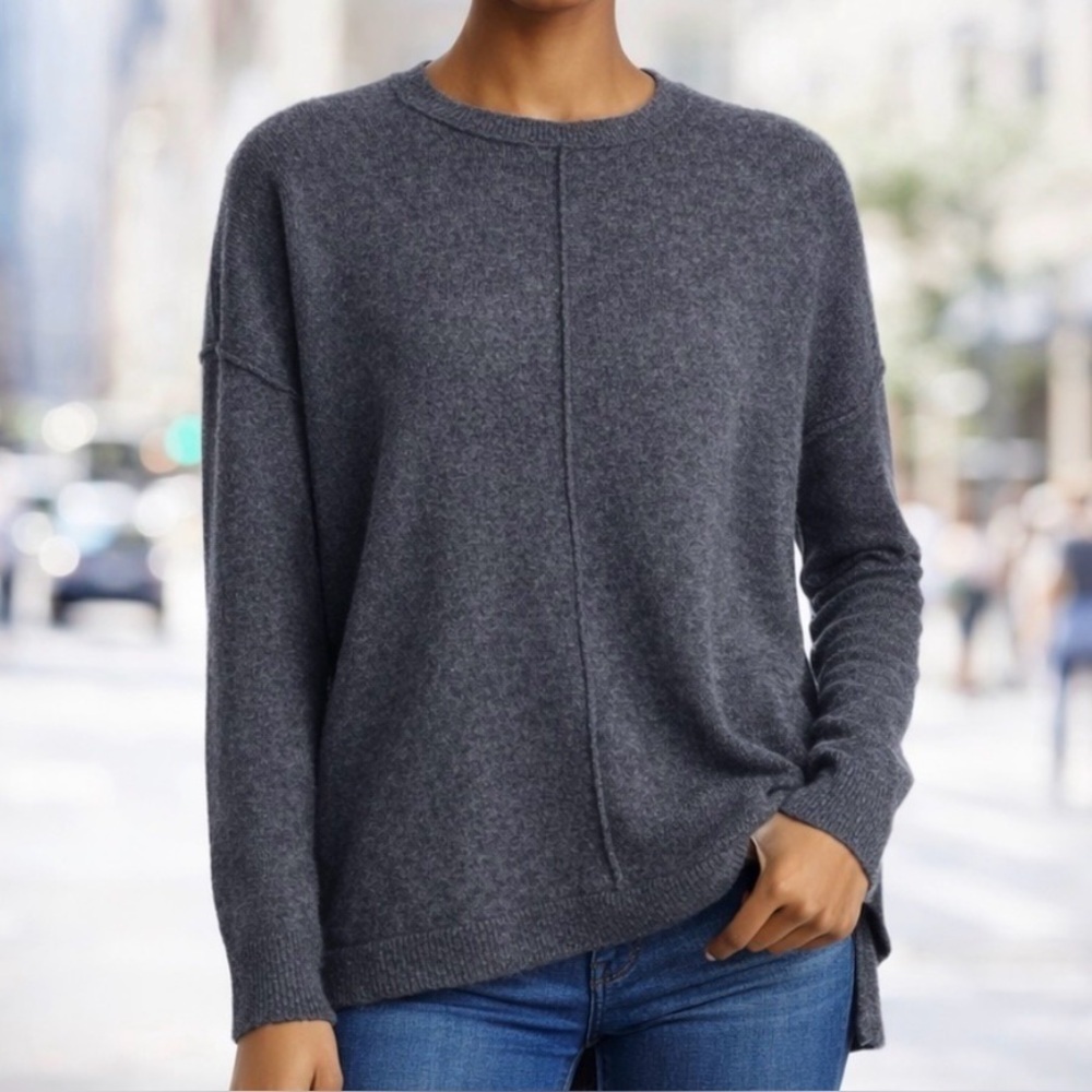 Catherine Maladrino 100% Cashmere Gray Crewneck Sweater M